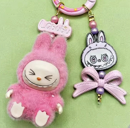 Handmade keyring La + bu bu Heart Charm Monster Pendant Kawaii Doll Keychain Bag