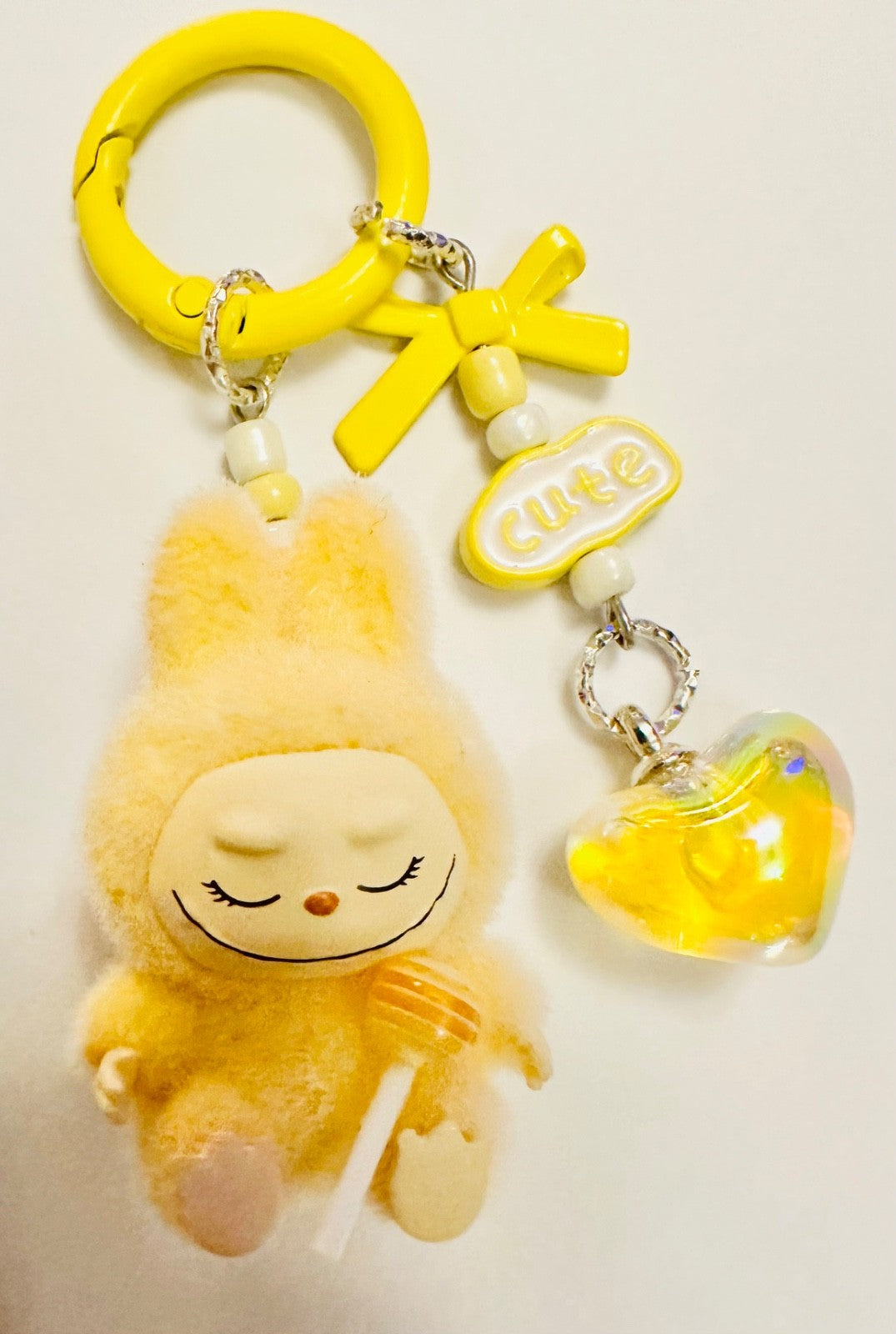 Monster lolipop La # Bu Keyring 3D Heart Charms Kawaii Doll Teddy Keychain Bag