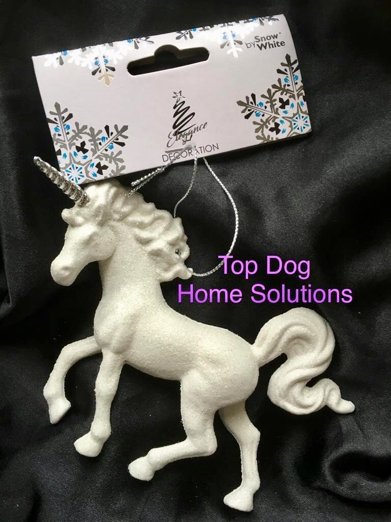 2 Christmas Unicorns Xmas tree Hanging Magical Sparkle Decoration Glitter Girls