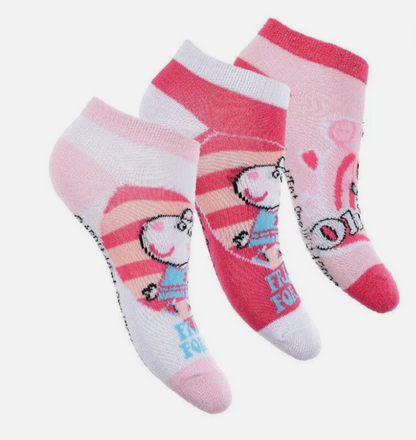 3 Kids Peppa Pig Socks 6 8 9 11 12 trainer invisible secret socks Pk 3 Girl Boy