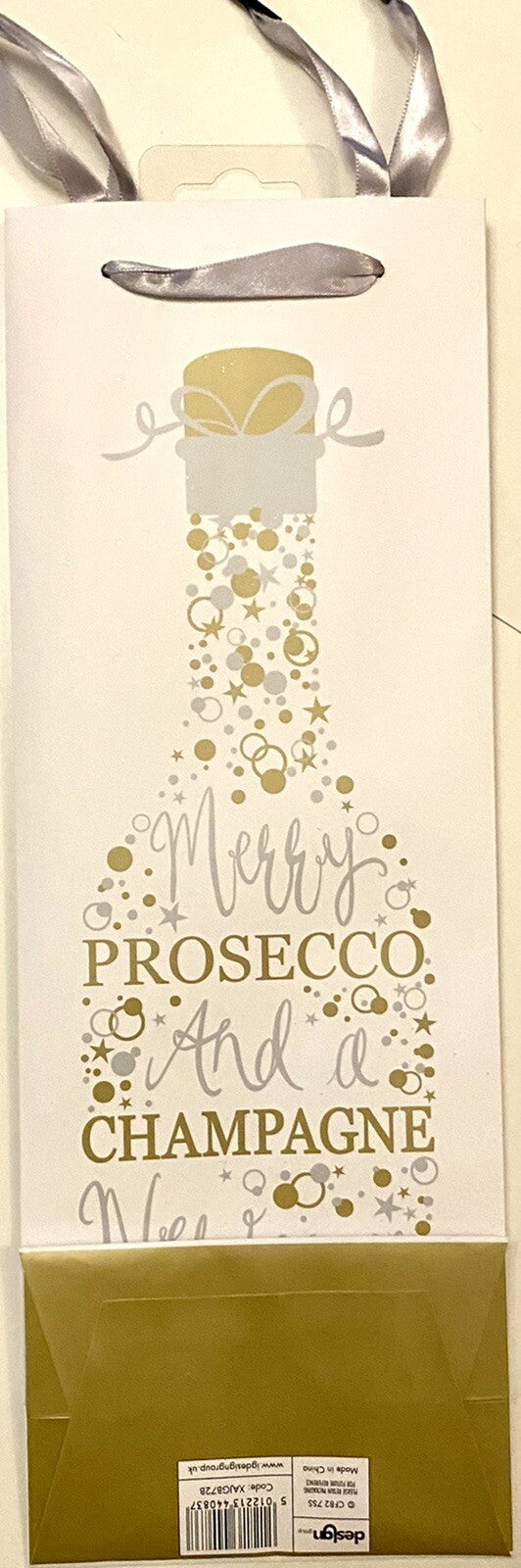 Christmas bottle bags Prosecco Wine Silver Glittery Sparkle Gift xmas x 2