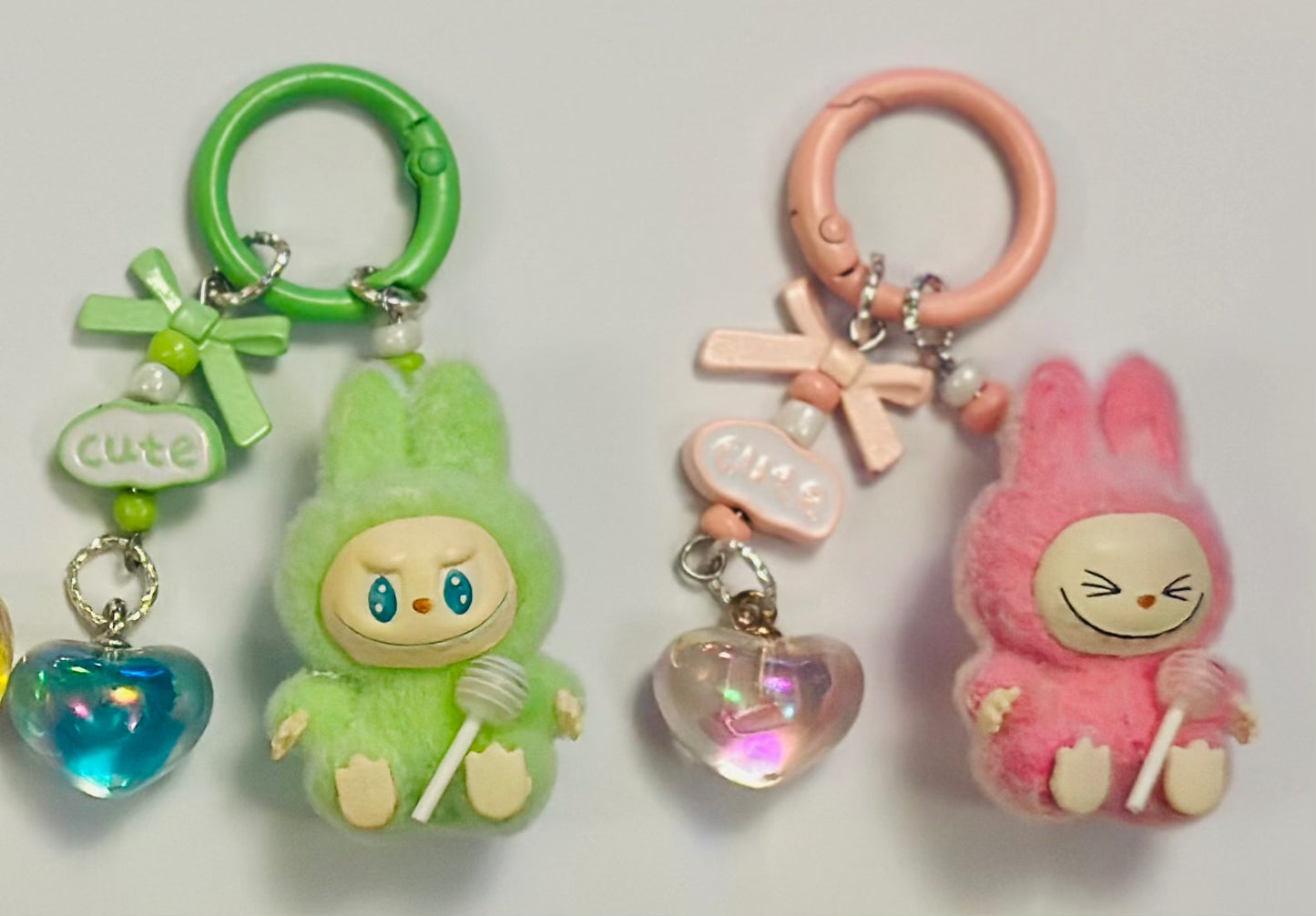 Monster lolipop La # Bu Keyring 3D Heart Charms Kawaii Doll Teddy Keychain Bag