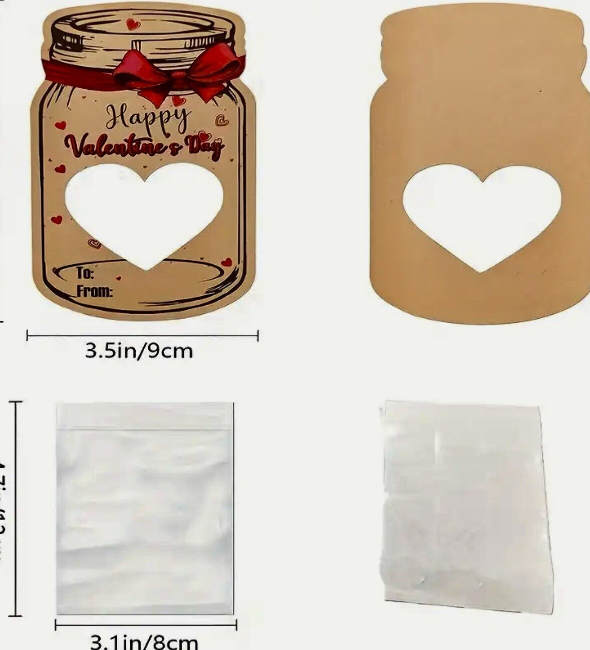 Valentines Day Card Sweets Bags Jar Gift Retro Kids School Boyfriend Girlfriend