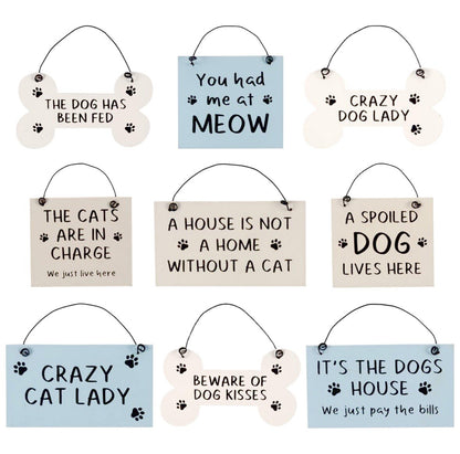 Wooden Dog Cat Hanging Sign Funny Mini Plaque Home Christmas Love Pet Gift