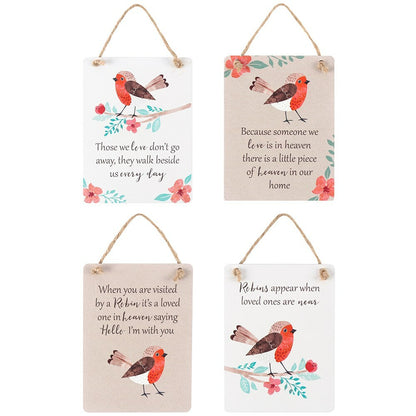 Winter Red Robin Mini Hanging Wooden Sign kitchen hall bereavement love Gift
