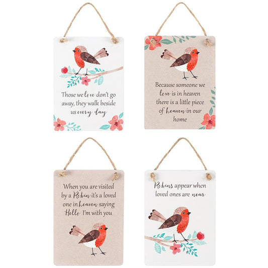 Winter Red Robin Mini Hanging Wooden Sign kitchen hall bereavement love Gift