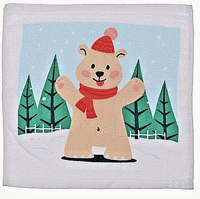 Snow Penguin Xmas Magic Flannel Face Towel cloth Kids Bath Wash Gift Christmas