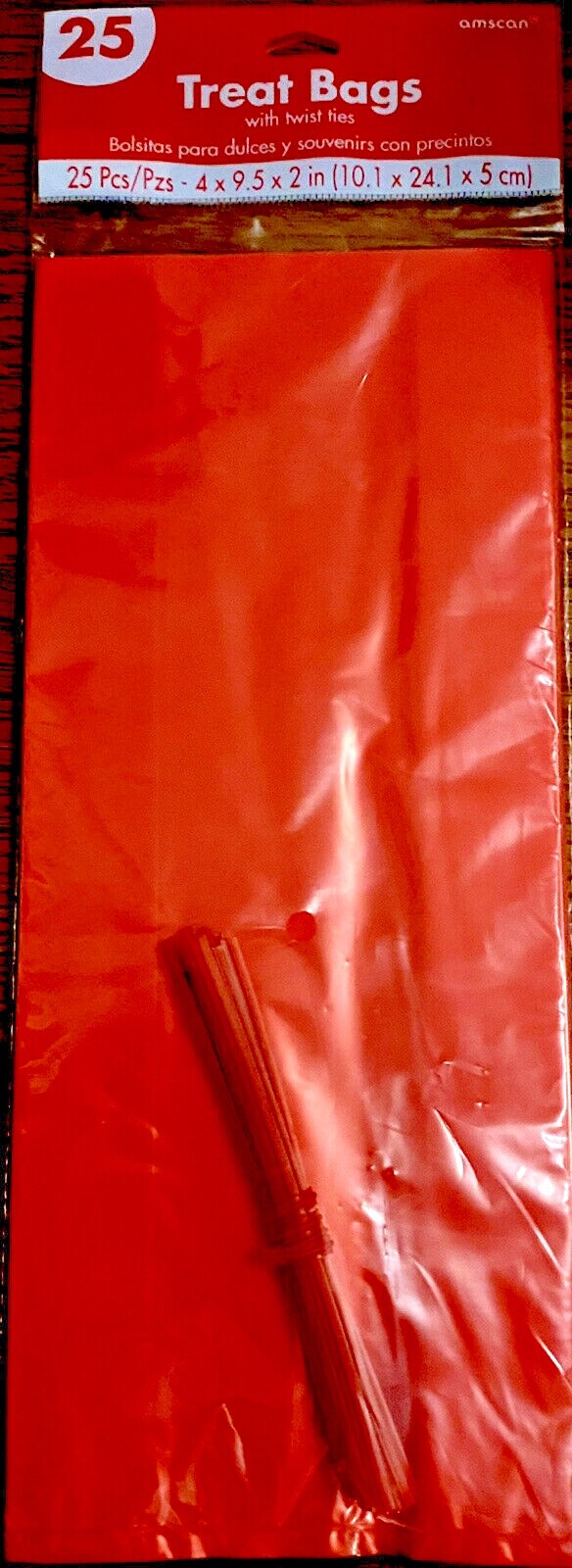 Red Party Bags 25 Small Children's Gift Loot & Twist Ties 4”X 9”x2”