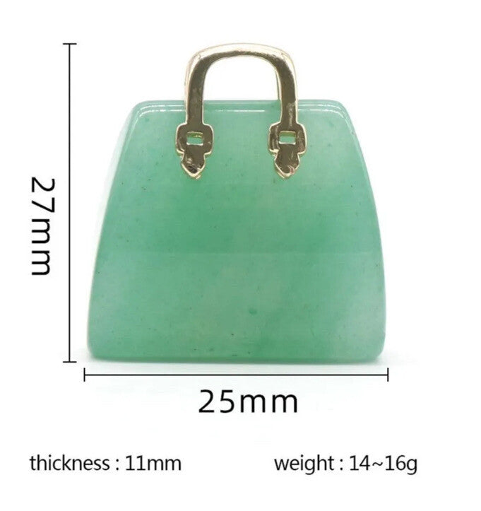 Handbag Crystal Stone Quartz Natural Healing Pendant Carved Display Ornament