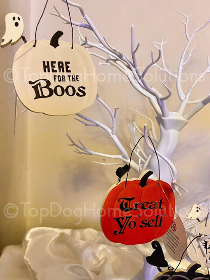 Funny Halloween Sign Hanging Decoration Pumpkin Ghost Bat Rustic Humour joke