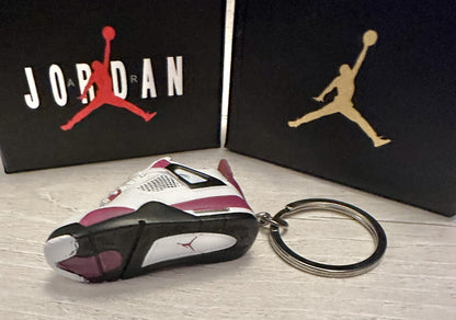 Mini Nike Jordan 4 3D Trainer sneaker Keyring Bordeaux Wine Shoe Gift Box