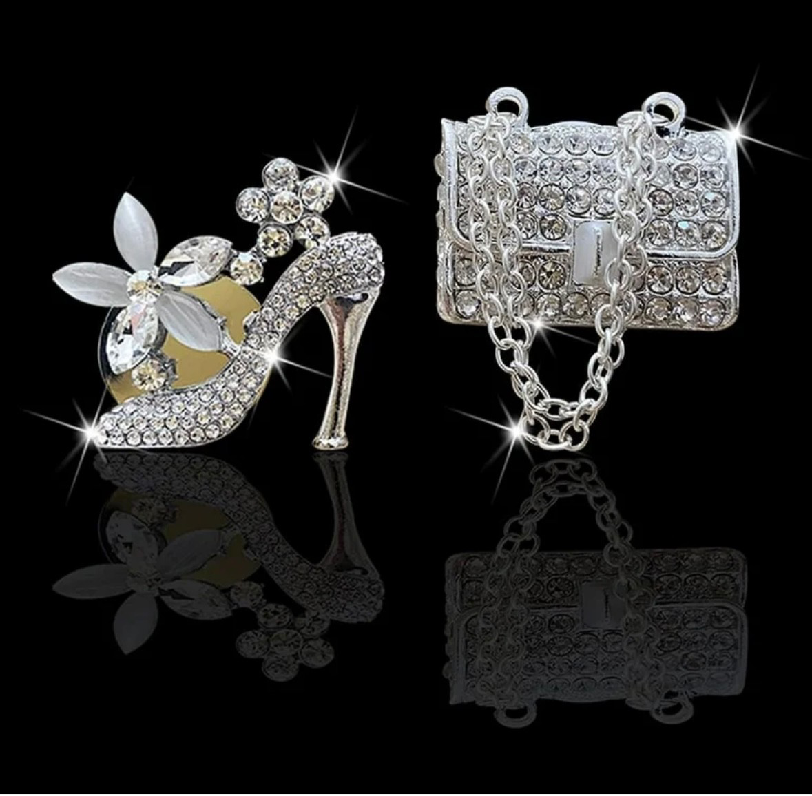 Car Handbag & shoe Air Freshener Bling Clip Vent Crystal Scented Christmas Gift