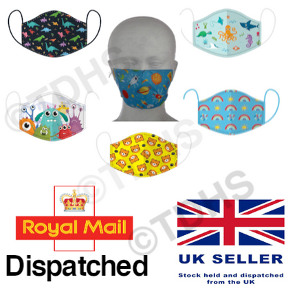 Kids Face Mask Dinosaur Monster Washable Protective Reusable space rainbow sea