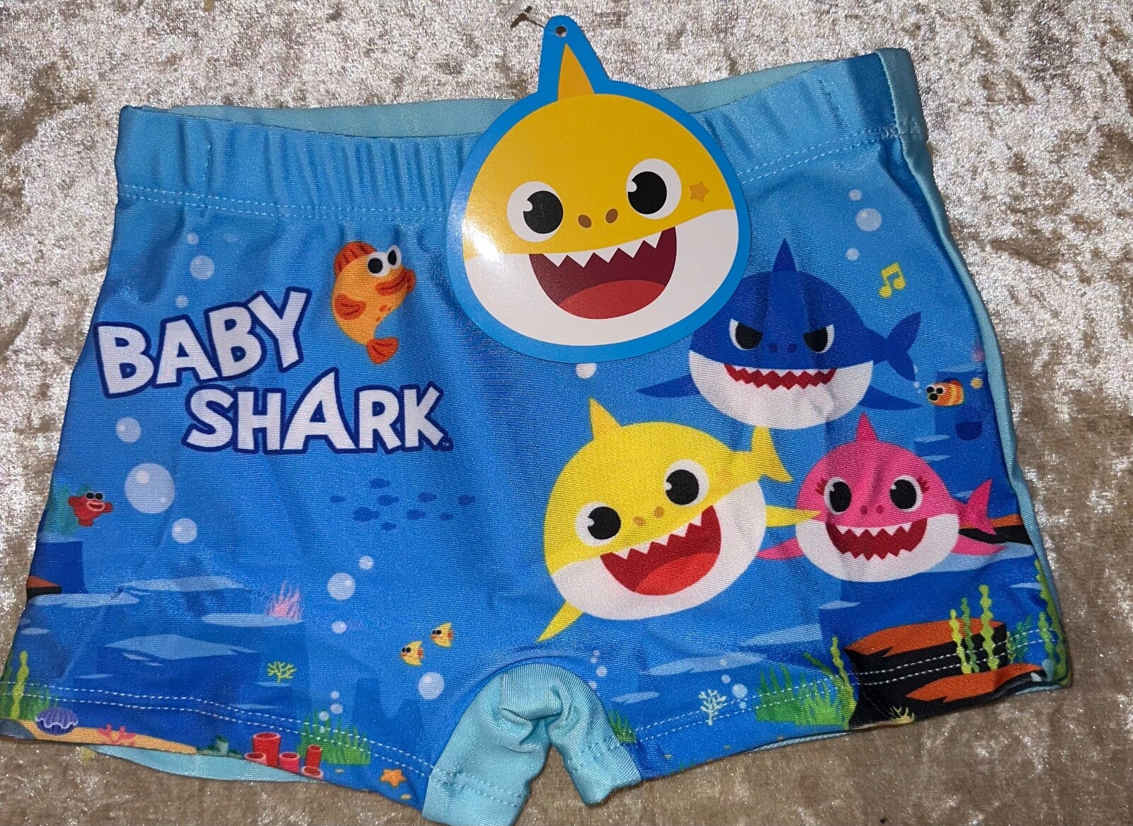 Blue Kids Baby Shark Swimming Swim Trunks Shorts Boxer  3 4 5 6 7 8 yrs Official
