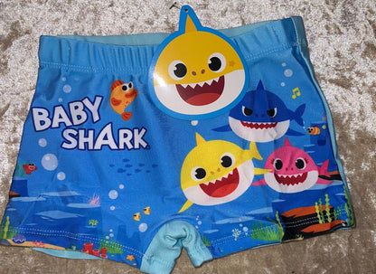 Blue Kids Baby Shark Swimming Swim Trunks Shorts Boxer  3 4 5 6 7 8 yrs Official