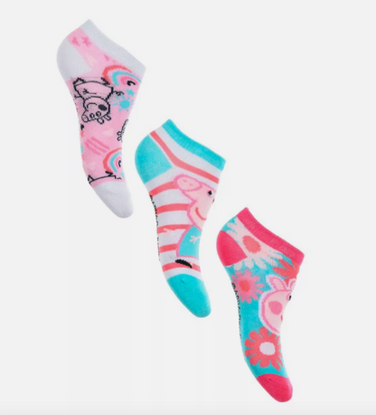 3 Kids Peppa Pig Socks 6 8 9 11 12 trainer invisible secret socks Pk 3 Girl Boy