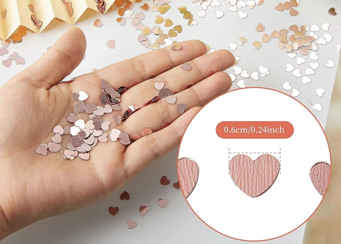 Valentines Heart Pink Table Confetti Metallic Shiny Reusable Decoration 30g