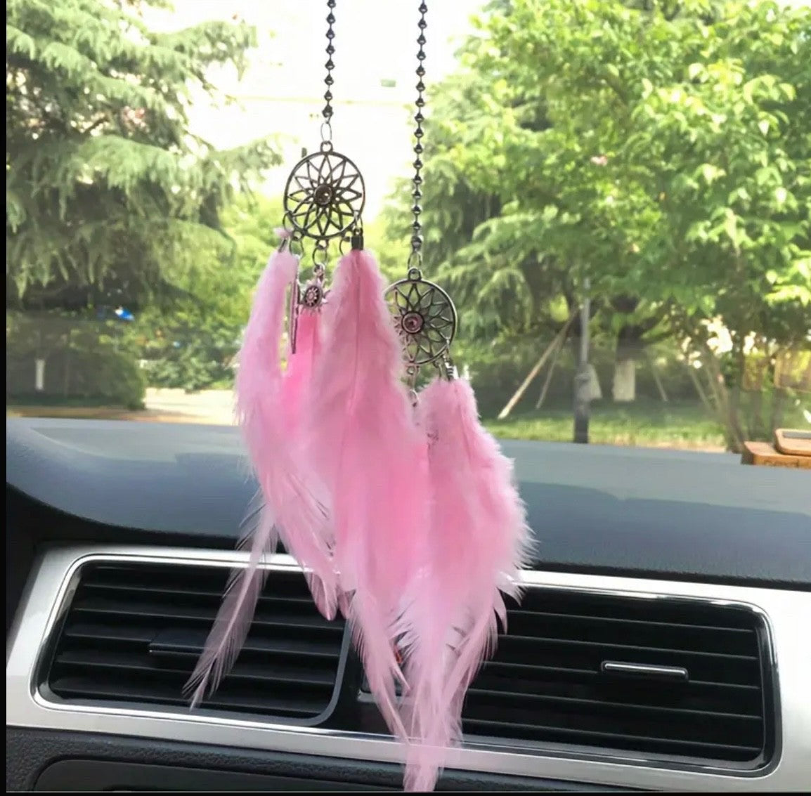 Hanging Car Dream Catcher Spiritual Grey Black White Mirror Interior Feather