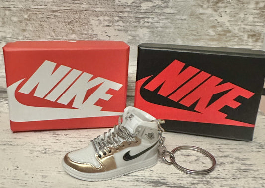 Nike Mini Jordan 3D Trainer sneaker Keyring Silver Gold White Gift Car Keys