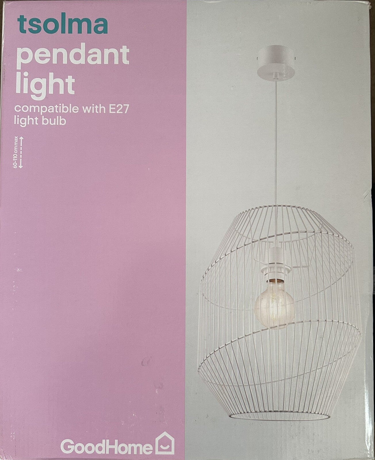 Pendant Ceiling Lampshade Matt Metal White Light Shade 300mm GoodHome IP20