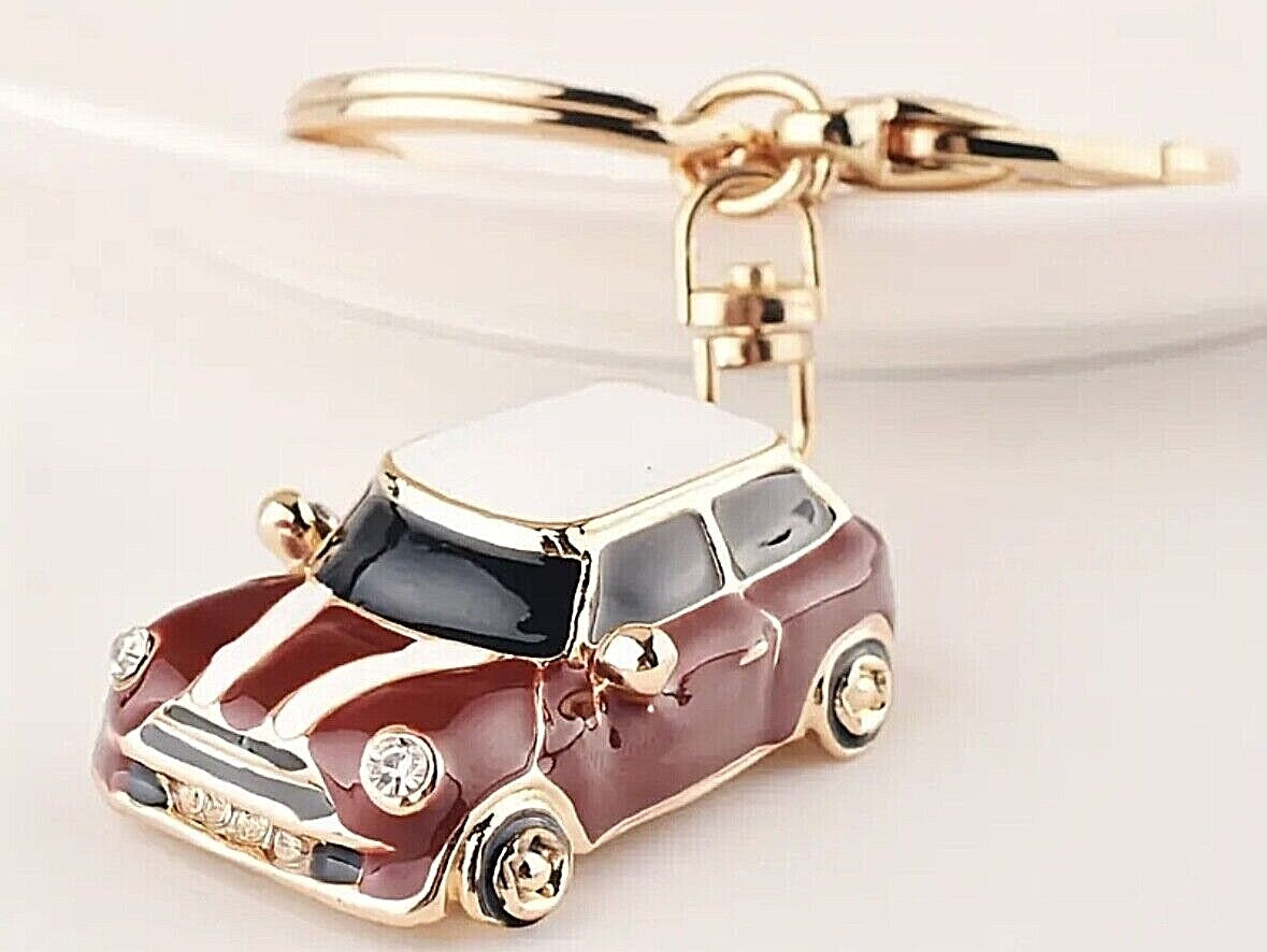 Mini Cooper Car Keyring Key Chain Gift Blue/Red/Black/Wine Rhinestone Metal Gift