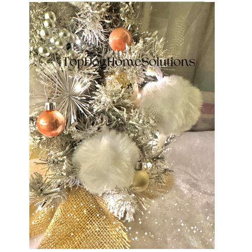 4 Xmas White Fluffy Pom Pom Hanging snowball Tree Bauble Decoration Quality