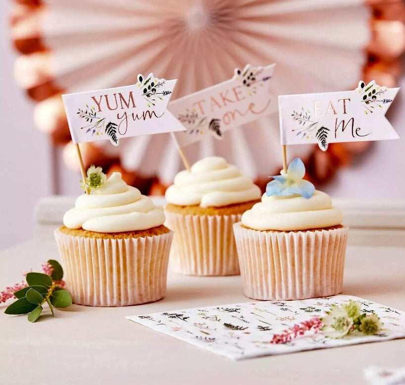 Alice In Wonderland Cupcake Toppers Picks Mad Hatter Tea Party Eat Me ,Take One