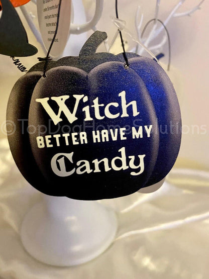 Funny Halloween Sign Hanging Decoration Pumpkin Ghost Bat Rustic Humour joke
