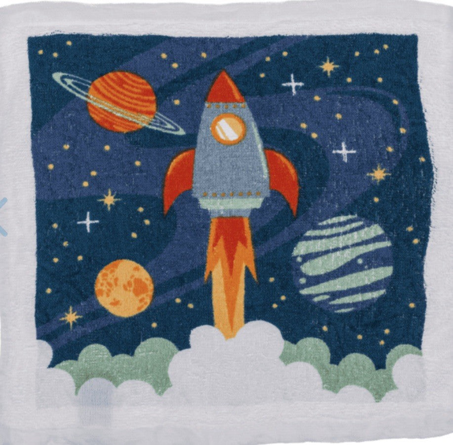 Space Rocket Magic Flannel Man Face Towel cloth Kids Bath Wash bath travel
