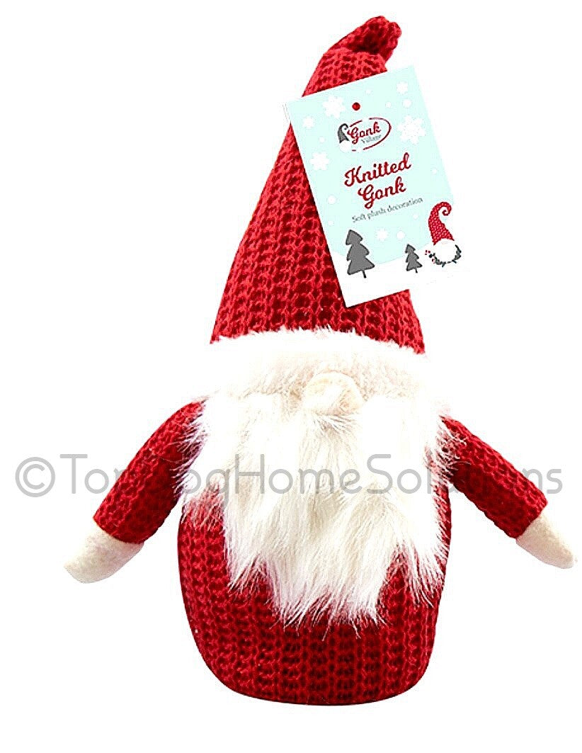 Gonk 3 X Cute knitted grey white Santa Dwarf Hats standing 25cm Christmas