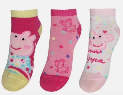 3 Kids Peppa Pig Socks 6 8 9 11 12 trainer invisible secret socks Pk 3 Girl Boy