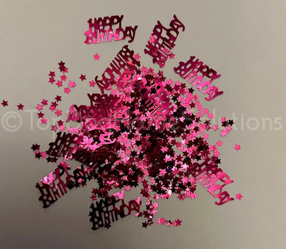 Happy Birthday table confetti Party scatter Bright Pink or Bright Blue