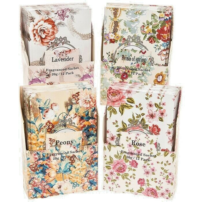 2 Large Scented clothes Sachets drawer Hanging Fragrance 20g Rose Lavender Peony