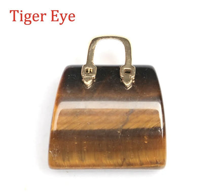 Handbag Crystal Stone Quartz Natural Healing Pendant Carved Display Ornament