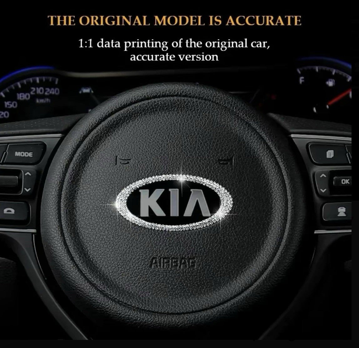 Car Kia Rhinestone Steering Wheel Center Emblem crystal Diamond Sticker Logo