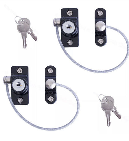 2 Black Security Window Locks Door Restrictor Safety Catch Child Wire Cable UPVC