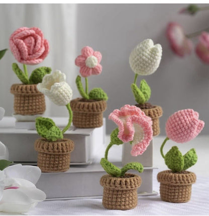Crochet Flower Set 6 Pink Starter Kit Knitting Inc Instructions Christmas Gift