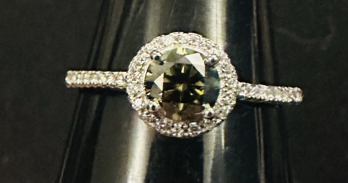 S925 Sterling Silver Ring Chameleon Green Adjustable VVS1 Cut Moissanite 18k