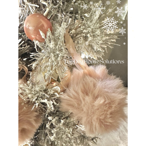 4 Xmas White Fluffy Pom Pom Hanging snowball Tree Bauble Decoration Quality