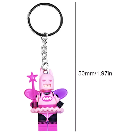 3D Fairy Batman 2 Couples Keyring Pink Batgirl DC Bag Charm Car Chain Key Gift