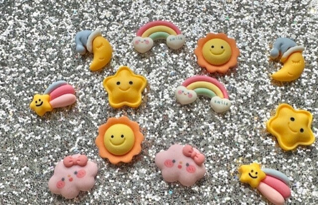 Card Craft Embellishment Cloud Moon Flatback Cabochons Nursery Rainbow Sun Star