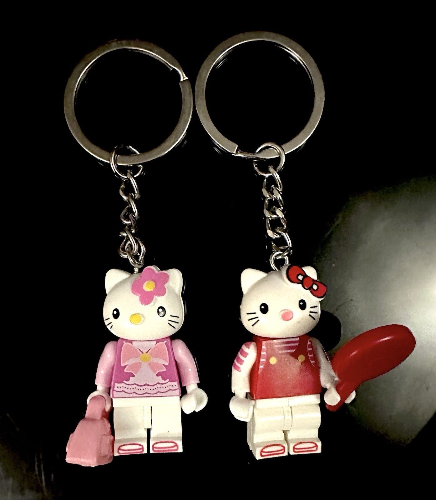2 Cute Hello Kitty Spiderkitty Spider Man Set Pair Keyring Hearts Couples