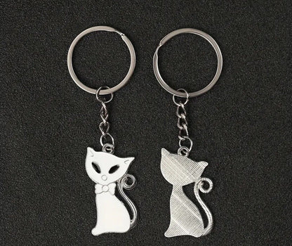 2 Valentine’s Couples Keyring Cats Black White Gift Bag Girlfriend Boyfriend