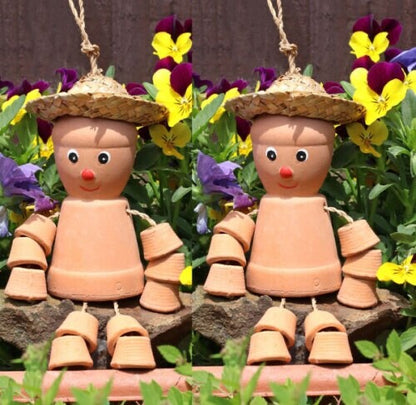 Flower Plant Pot Men Lady Terracotta Bill Ben Garden Ornament Mum personalise