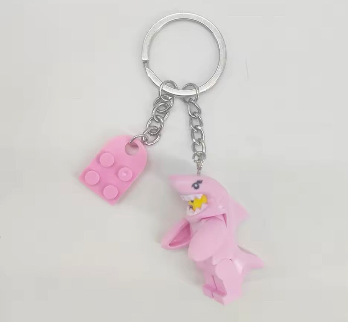 Couples matching Valentines Blue & Pink Shark suit Man Girl Keyring Car keys