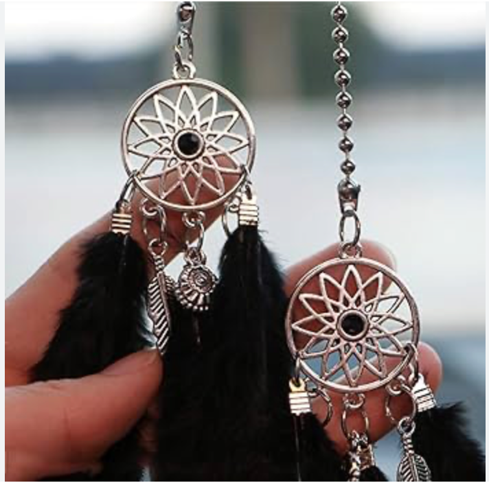 Hanging Car Dream Catcher Spiritual Grey Black White Mirror Interior Feather