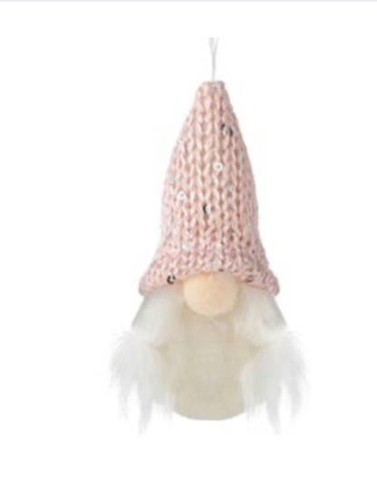 Christmas Gonk Small Nordic Gnome Hanging Tree Decoration Pink White  X 2