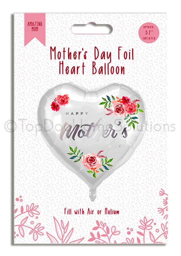 Mothers Day Mum Foil Balloon Self Inflating 18" Mom Pink White No 1 Mum helium