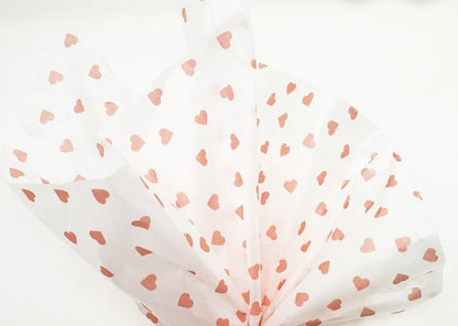 Hearts Tissue Valentine Wrap Paper Bag Rose Gold Foil 3 Sheets Gifts Presents