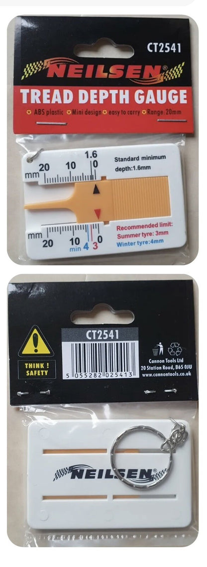 CAR TYRE DEPTH TREAD GAUGE VAN BIKE KEYRING SMALL POCKET SIZE MEASURING PORTABLE